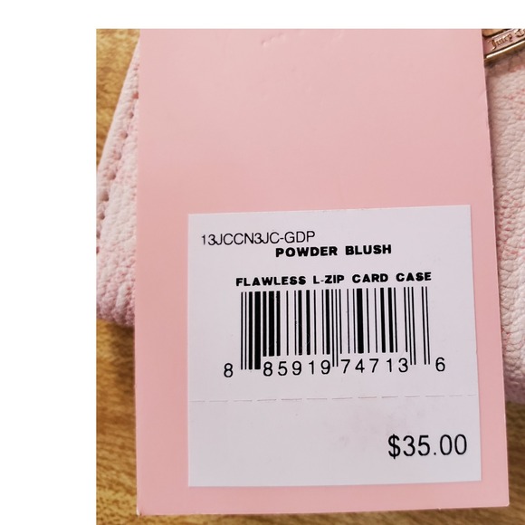 Juicy Couture Powder Blush Flawless L-Zip‎ Card Case Wallet NWT Heart Logo - Picture 3 of 6